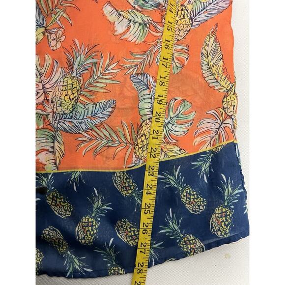 Beach Lunch Lounge Orange Pineapple Print Tunic Medium Semi Sheer - Picture 8 of 9